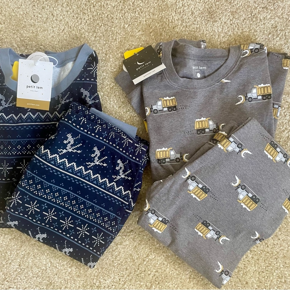NWT bundle of 2 Petit Lem Gray and Navy Pajama Sets.